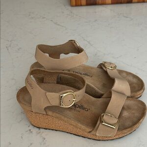Papillio Beige Wedge Sandals